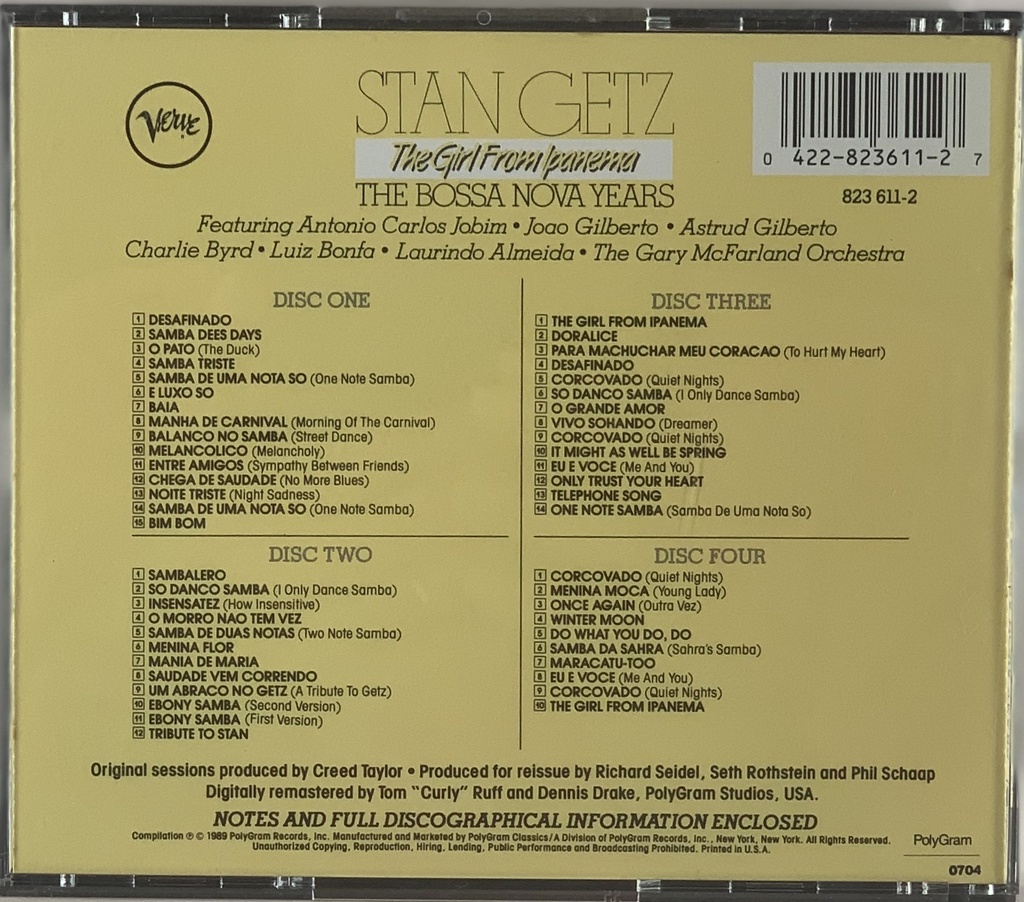 stan getz-the girl from ipanema - 4CDs - bossa nova years
