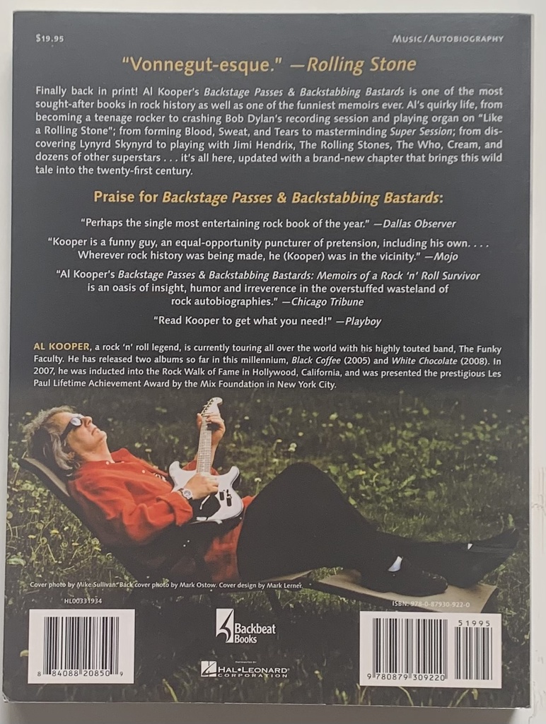 Al Kooper - Backstage Passes & Backstabbing Bastards- Memoirs Of A Rock'N'Roll Survivor - usado