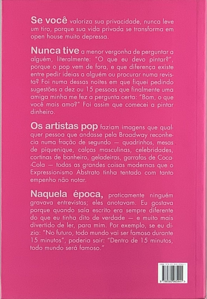 Andy Warhol - Popismo-os Anos Sessenta Segundo Warhol(livro novo)