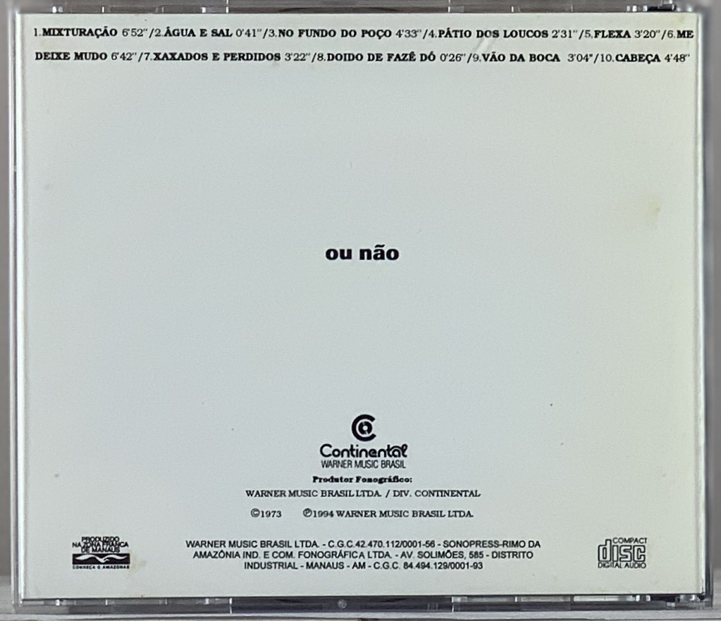 Walter Franco – Ou Não (CD usado)