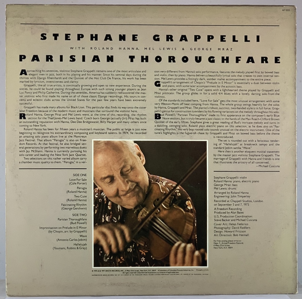 Stephane Grappelli – Parisian Thoroughfare (LP usado)