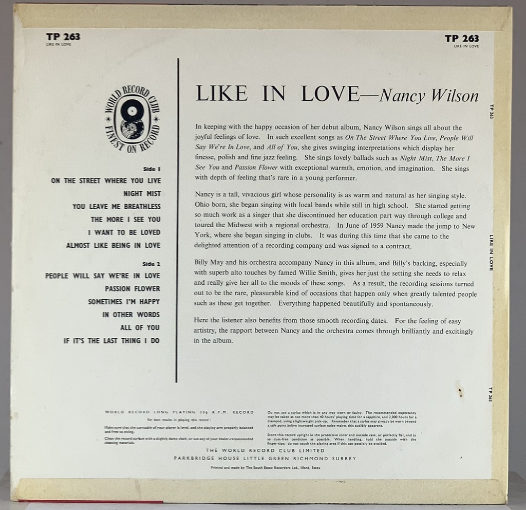 Nancy Wilson - Like in Love (LP usado)