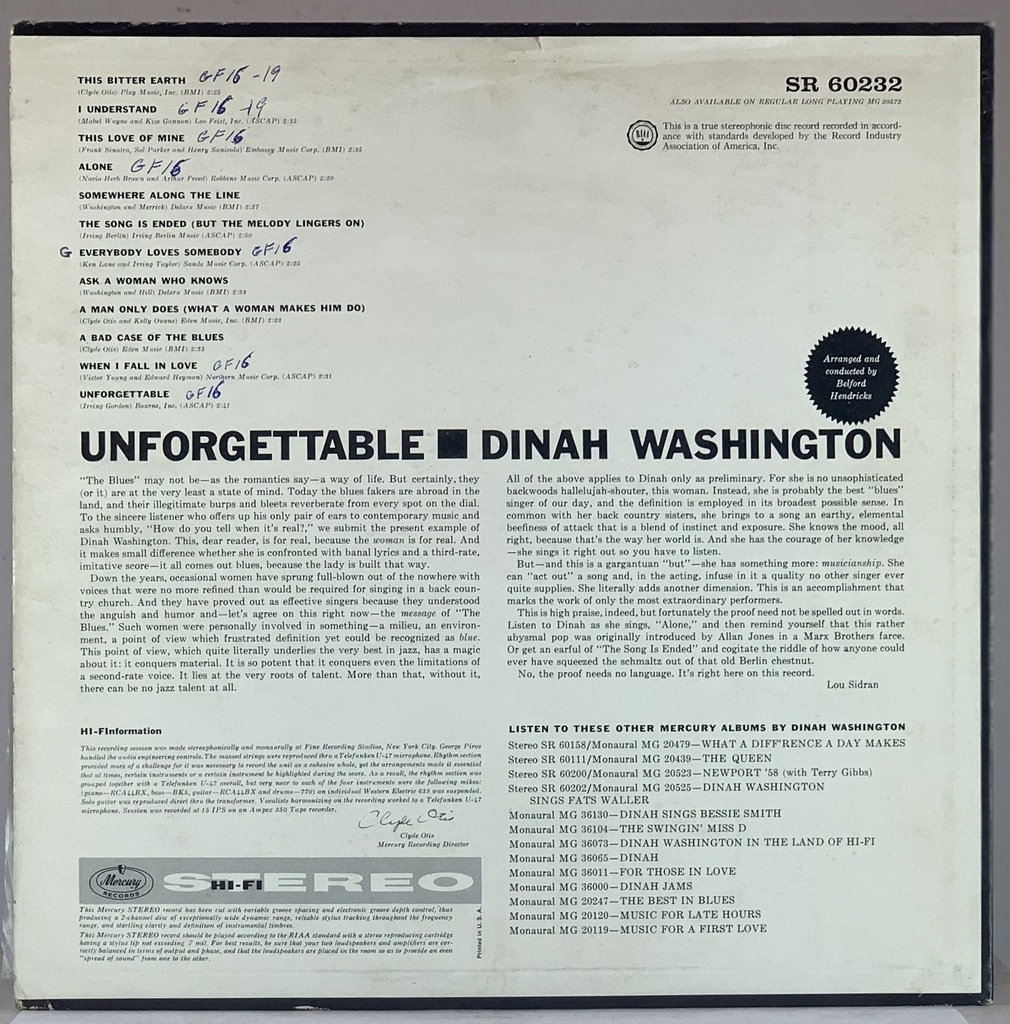 Dinah Washington – Golden Hits  Volume Two (LP usado)