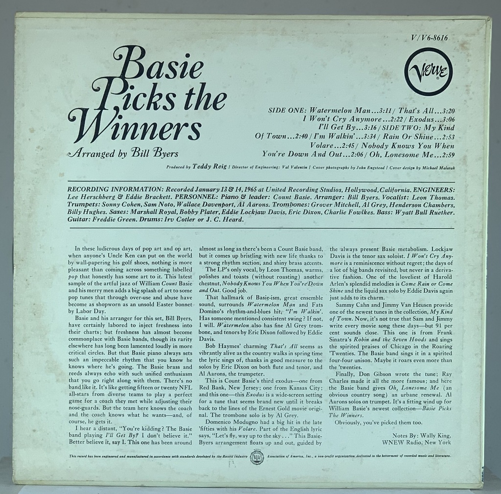 Count Basie Orchestra - Basie Picks the Winners(LP usado)