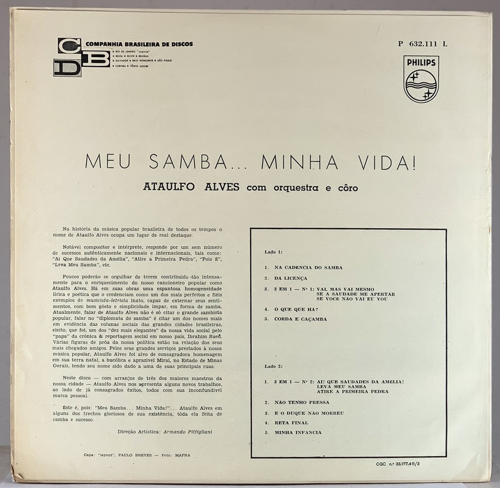 Ataulfo Alves - Meu Samba... Minha Vida (LP usado)