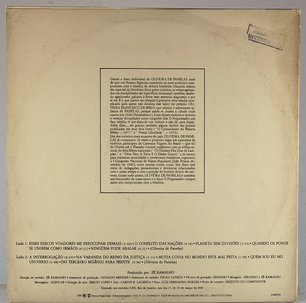 Oliveira de Panelas ‎- O Perguntador (LP usado)