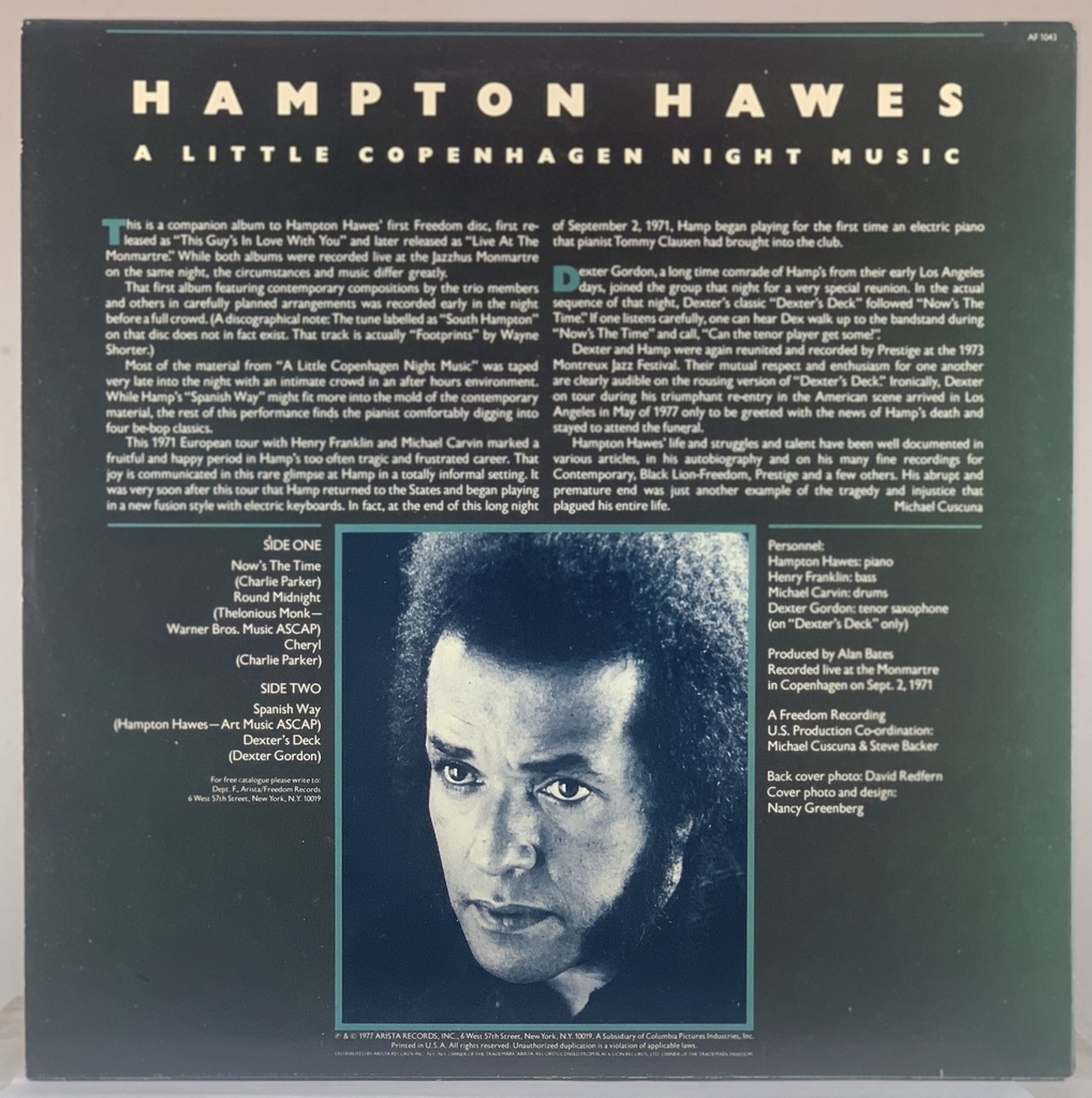 Hampton Hawes – A Little Copenhagen Night Music (LP usado)