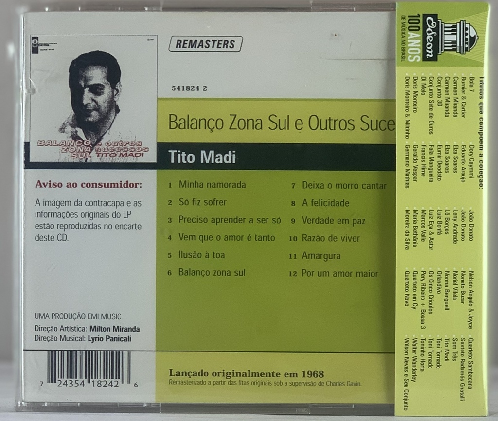Tito Madi – Balanço Zona Sul e Outros Sucessos (CD usado)