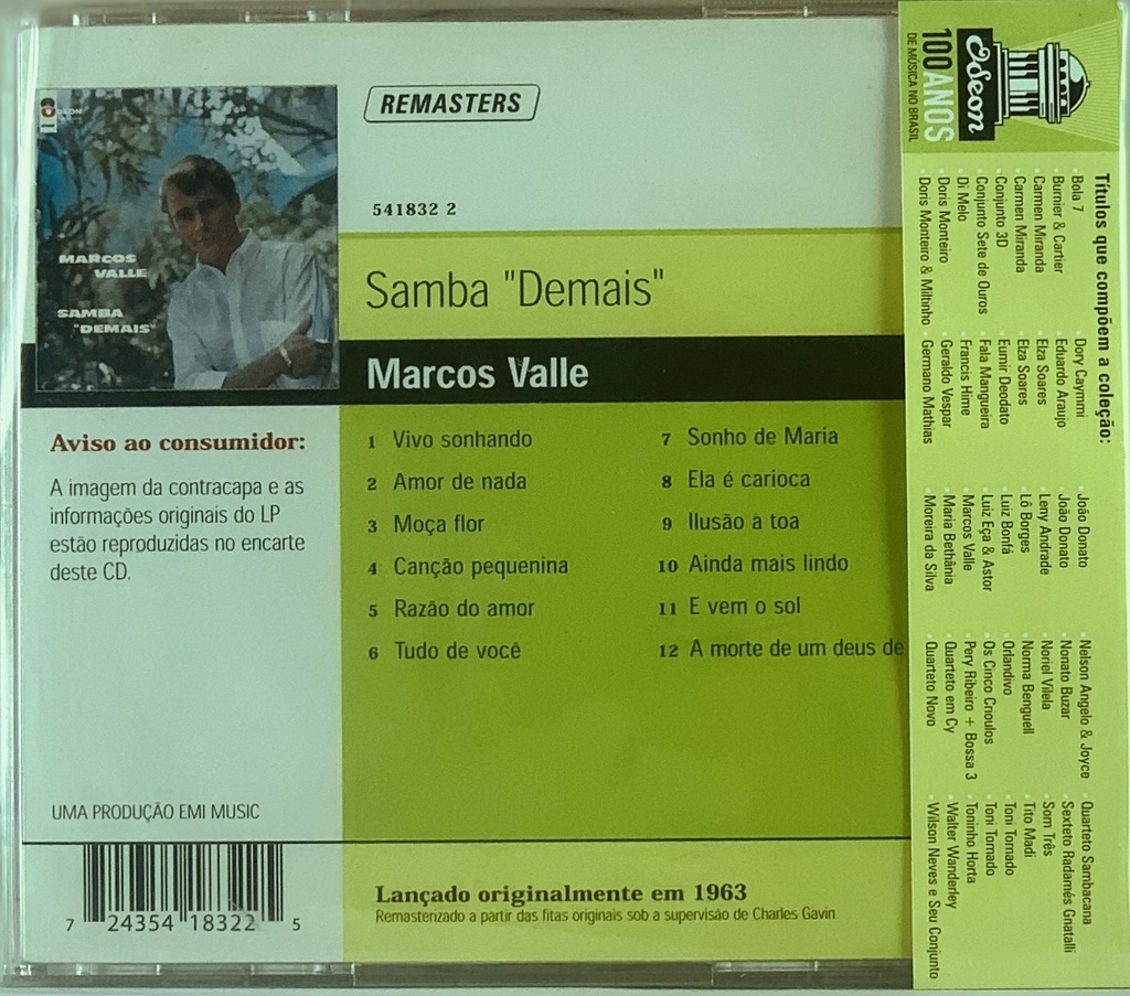 Marcos Valle – Samba "Demais" (CD usado)