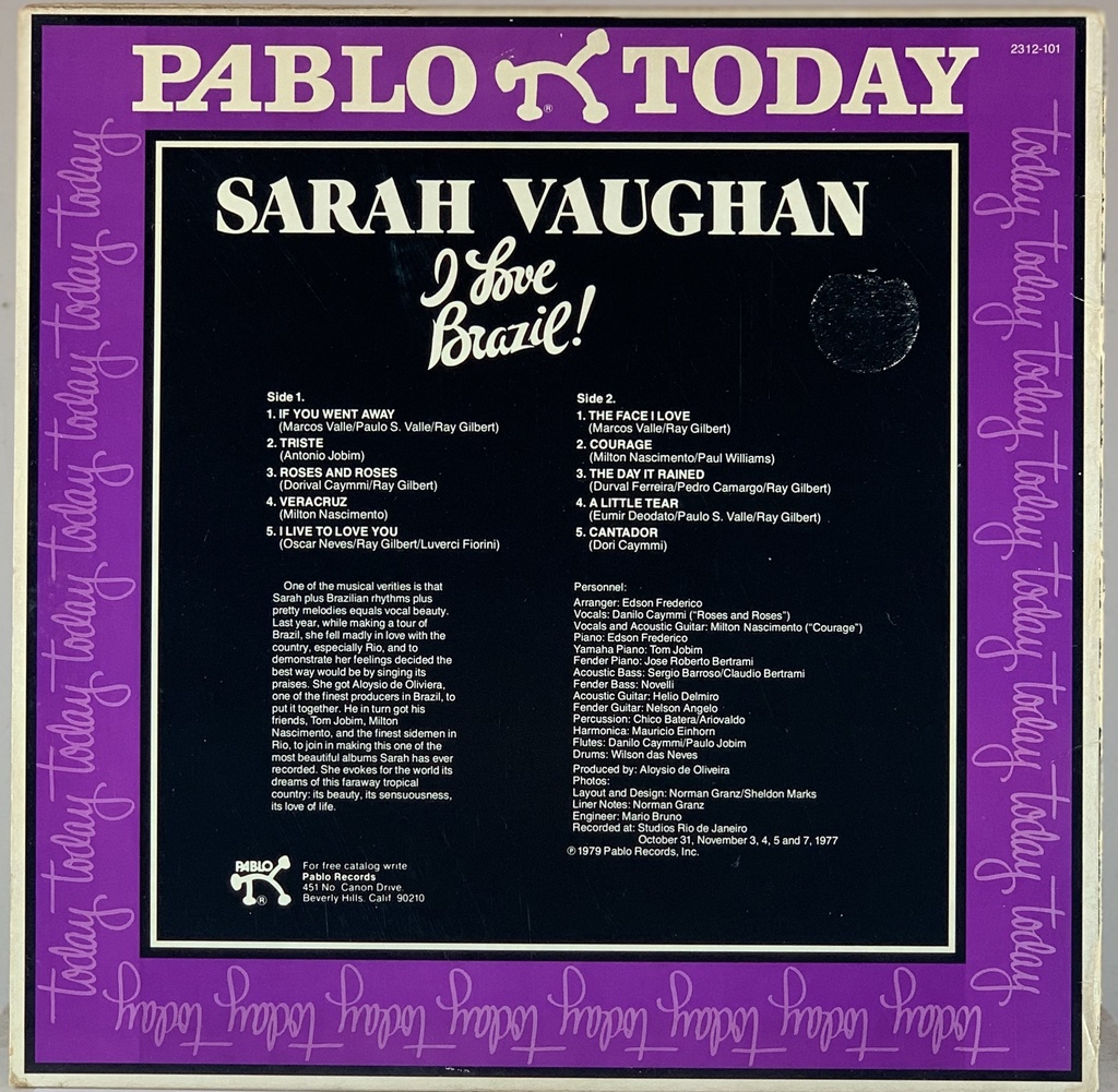 Sarah Vaughan – I Love Brazil! (LP usado)