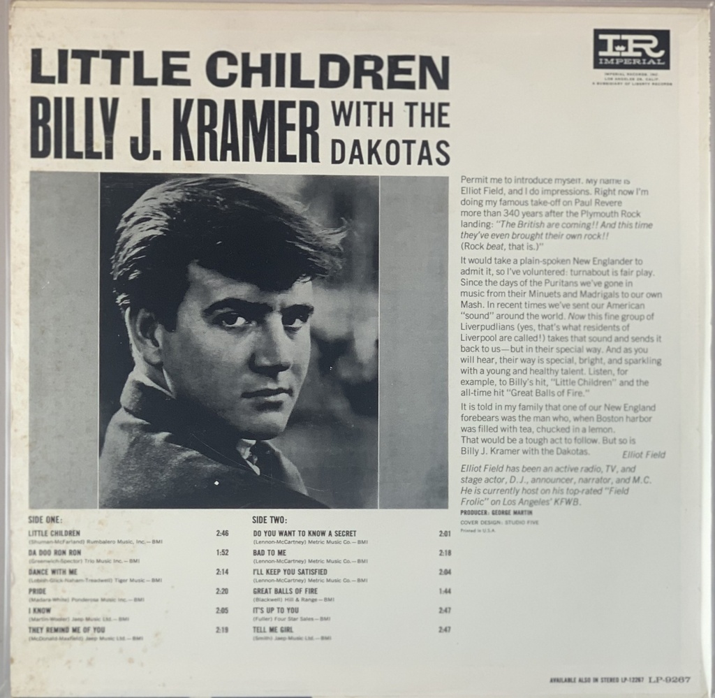 Billy J. Kramer with the Dakotas – Little Children (LP usado)