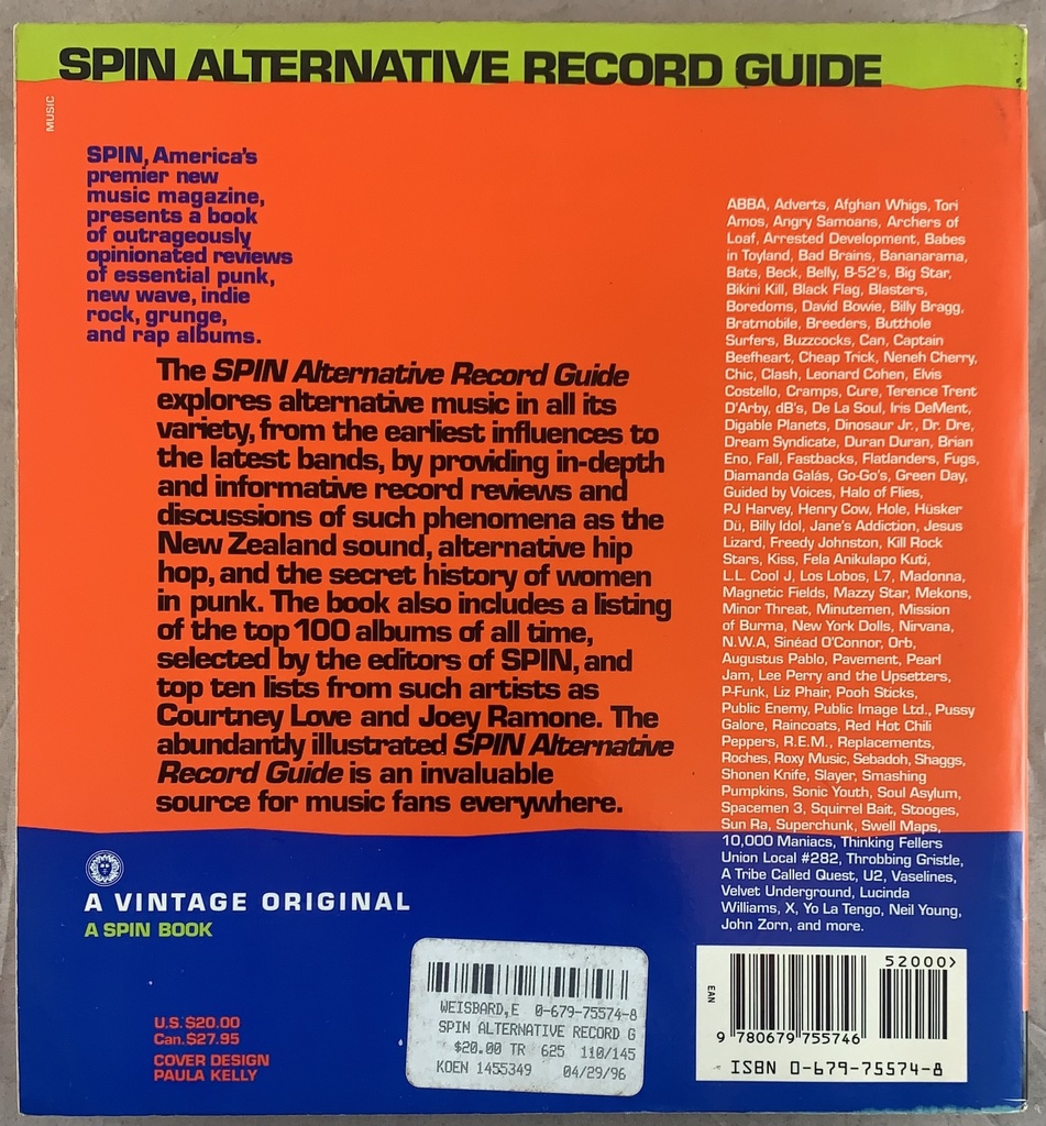 Spin Alternative Record Guide - Eric Weisbard ( Livro usado)