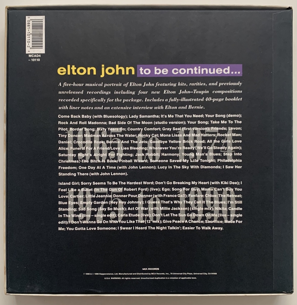 Elton John - To Be Continued... (Caixa c/ 4 CDS usado)
