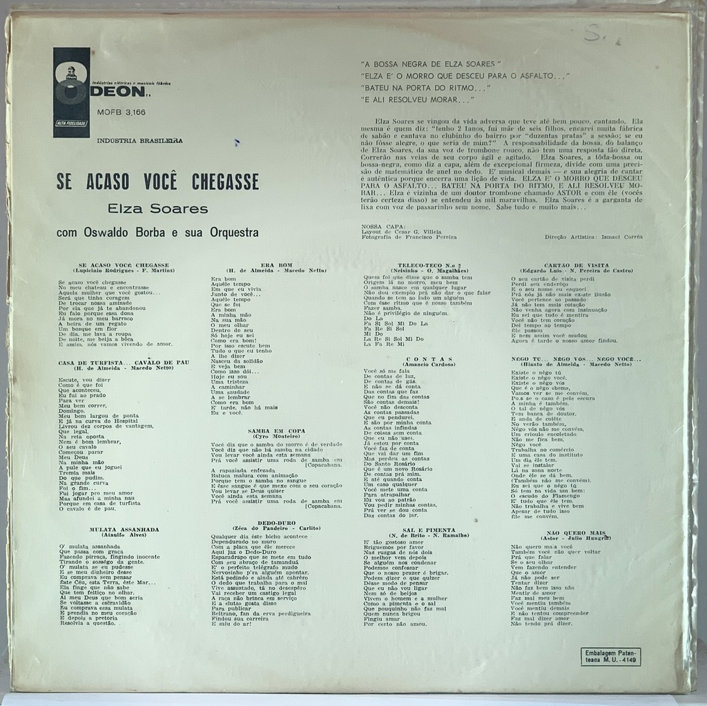 Elza Soares ‎– Se Acaso Você Chegasse (LP usado)