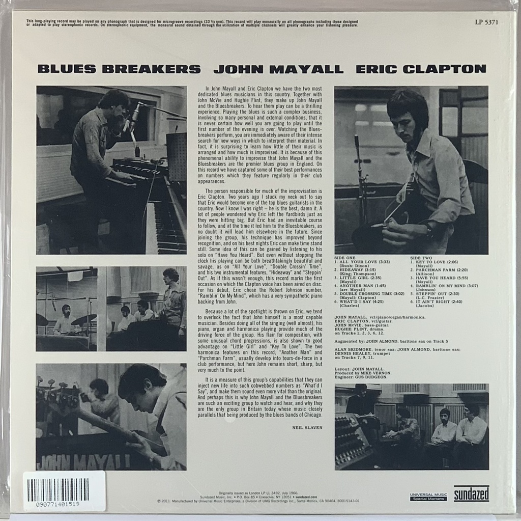John Mayall with Eric Clapton - Blues Breakers [Mono] (LP novo)