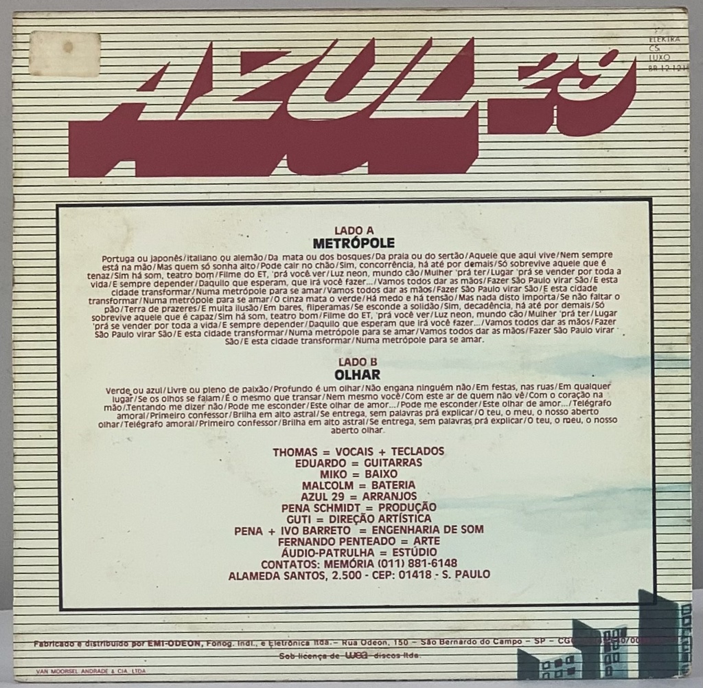 Azul 29 - Metrópole (Vinil 7" Usado)