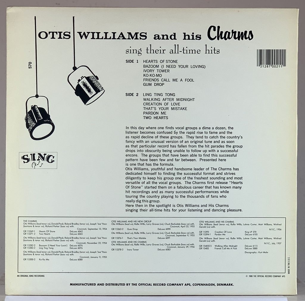 Otis Williams and his Charms - Sing Their All-Time Hits ( LP usado)