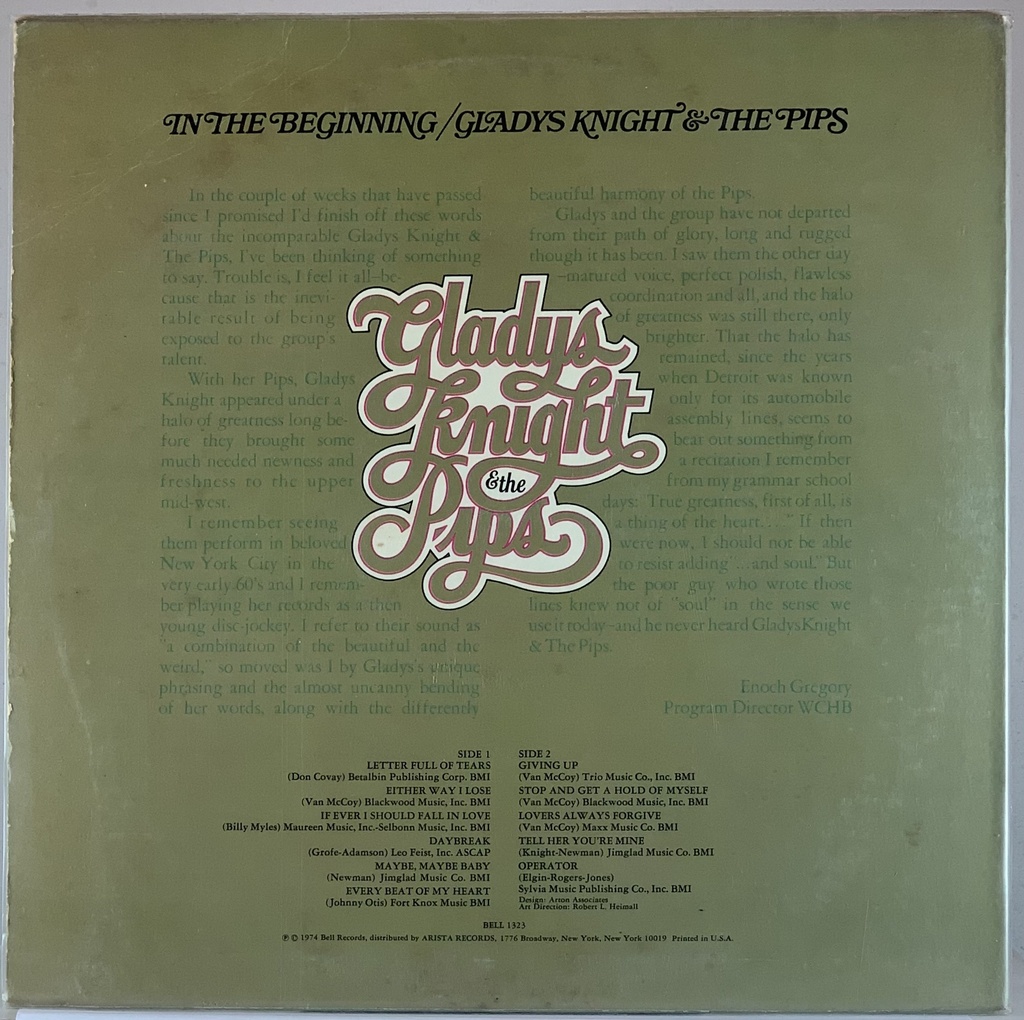 Gladys Knight and the Pips – In the Beginning (LP usado)