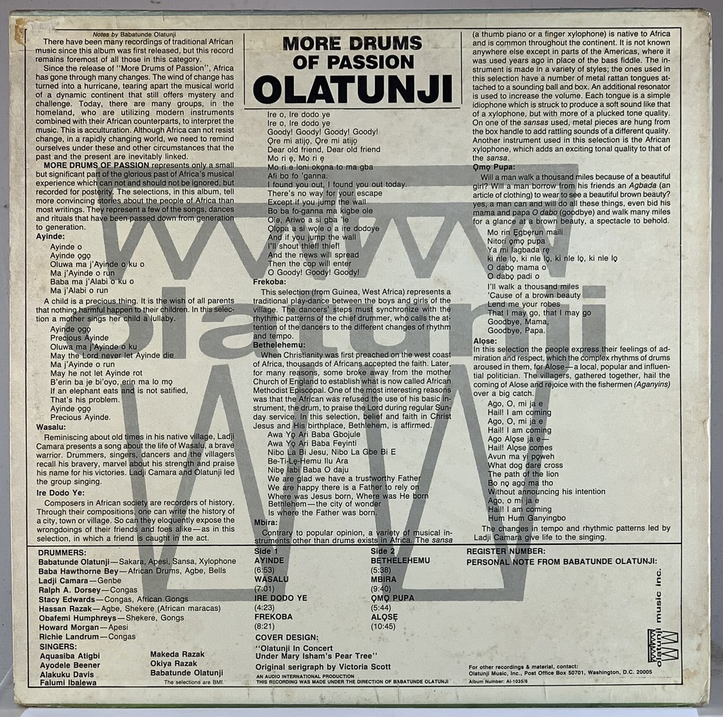 Olatunji - More Drums of Passion (LP usado)