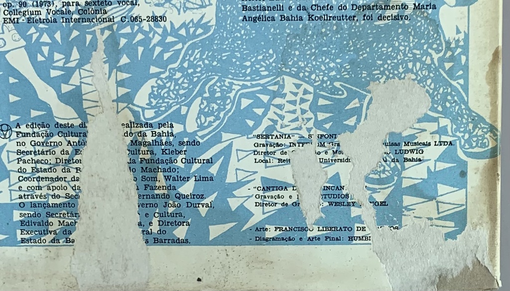 Ernst Widmer, Elomar Figueira Mello e Orquestra Sinfônica da Universidade Federal da Bahia - Sertania ( LP usado)