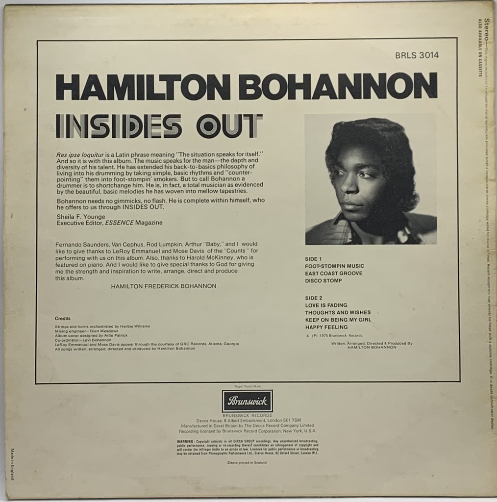 Bohannon -  Insides Out (LP usado)