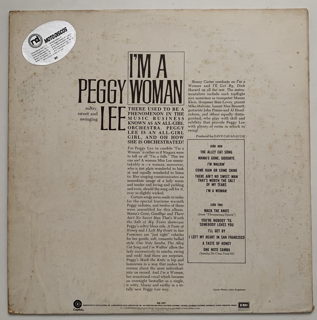 Peggy Lee - I'm a Woman (LP usado)