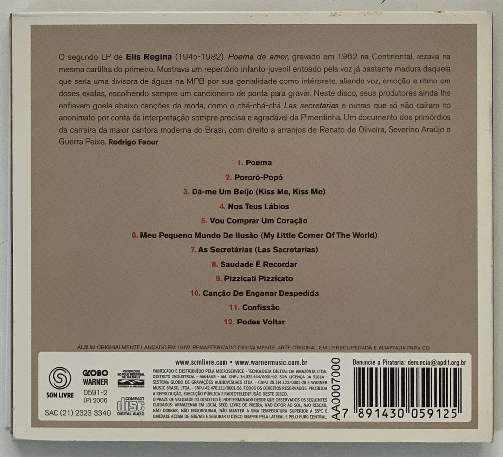 Elis Regina - Poema de Amor (CD usado)