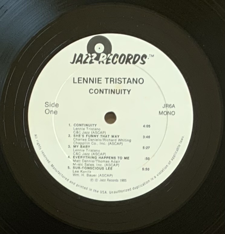 Lennie Tristano - Continuity (LP usado)