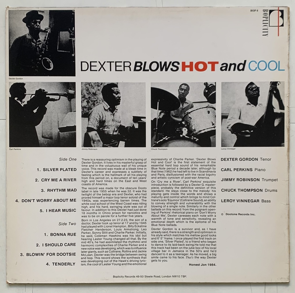 Dexter Gordon featuring Carl Perkins - Dexter Blows Hot and Cool  (LP usado)