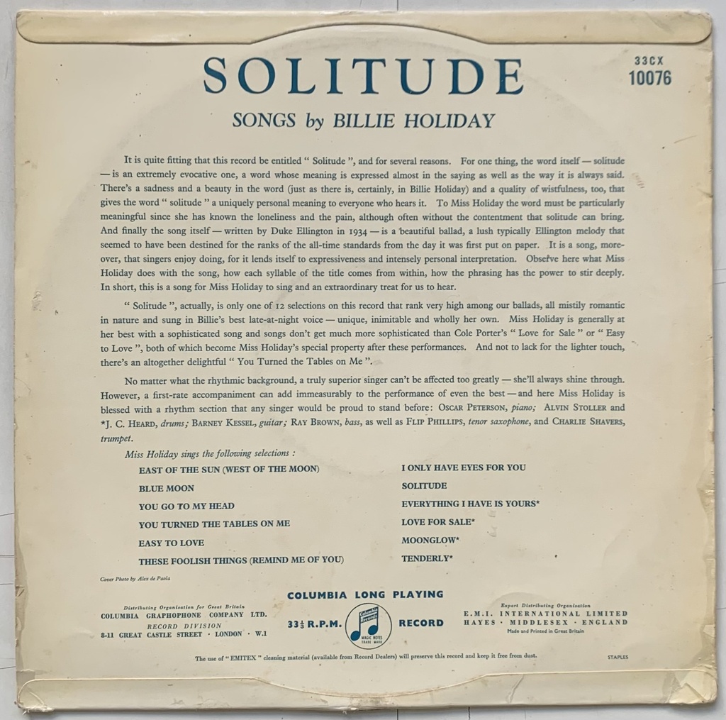 Billie Holiday - Solitude [Autografado] (LP usado)