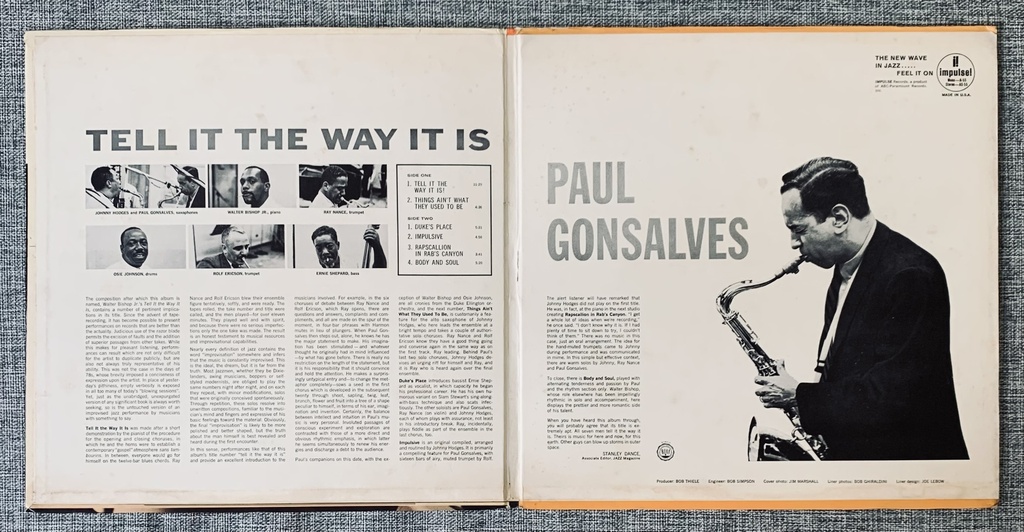 Paul Gonsalves - Tell It The Way It Is (LP usado)